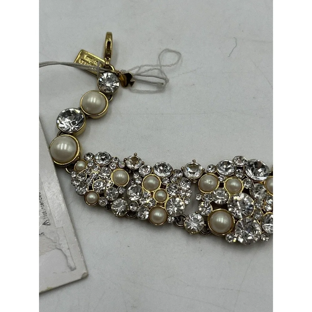 Kate‎ Spade NY Gold Plated Crystals White Faux Pearls Pick a Pearl Bracelet New - Picture 15 of 16